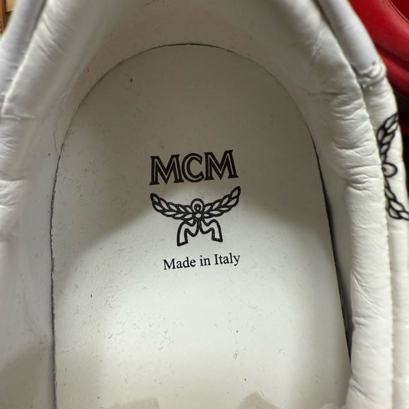 MCM White Leather Sneakers with Logo Pattern - Picture 11 of 13